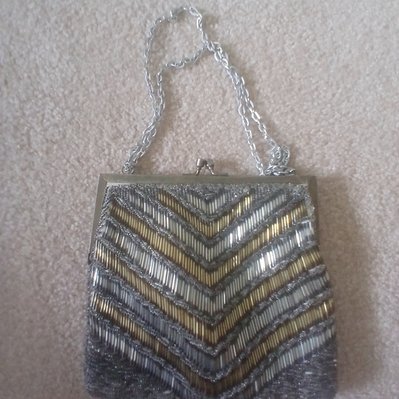 Elegant Silver and Gold Chevron Clutch - Picture 1 of 9